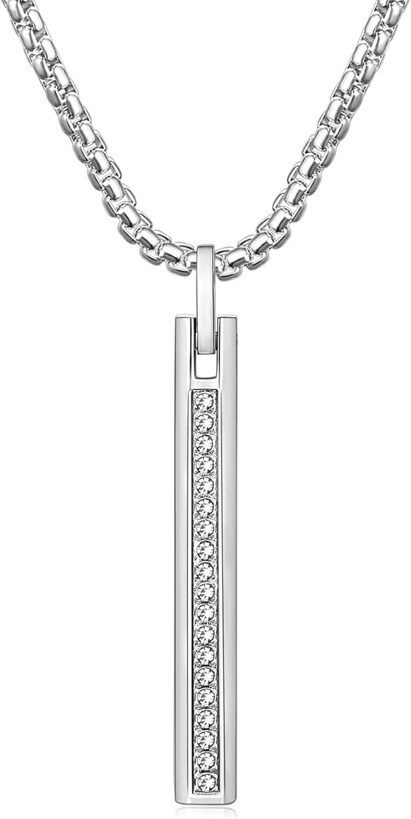 Silver Steelmark Bar Pendant Necklace - Men's Chain Jewelry