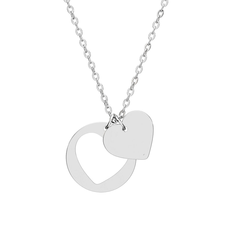 Engravable Heart Cutout Necklace – Personalized Heart Pendant (Silver or Rose Gold) Printify