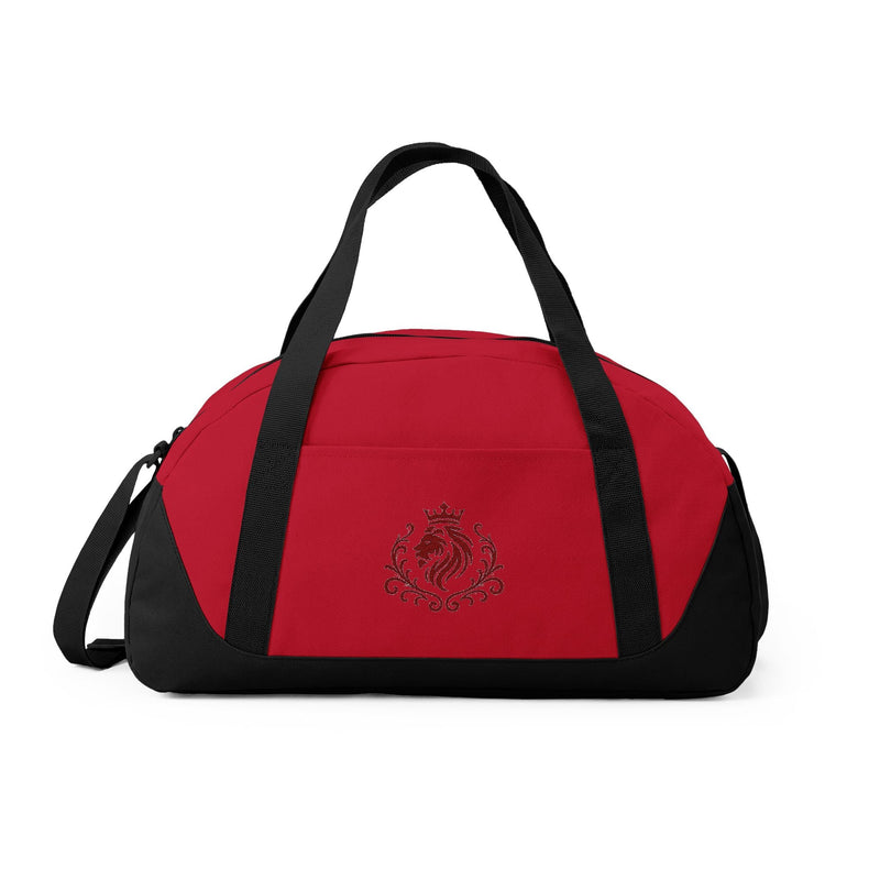 Floral Flame Red Ornamental Crest Duffle Bag Printify