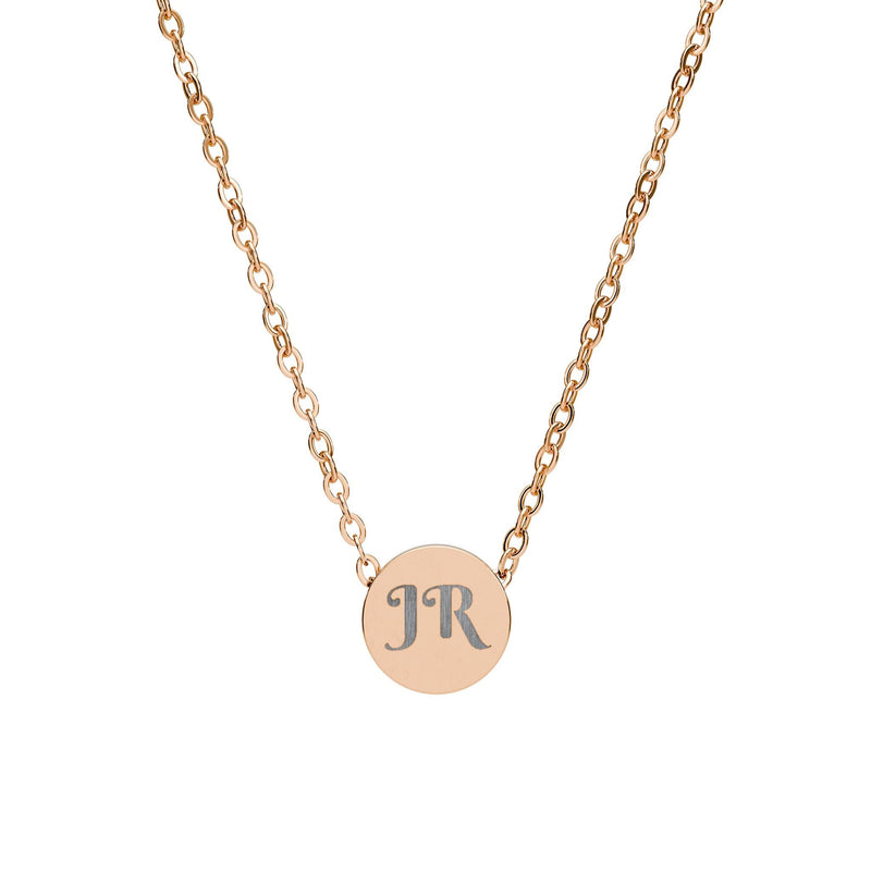 Personalized Mini Circle Necklace — Engraved Initial Pendant, Custom Monogram Jewelry Printify