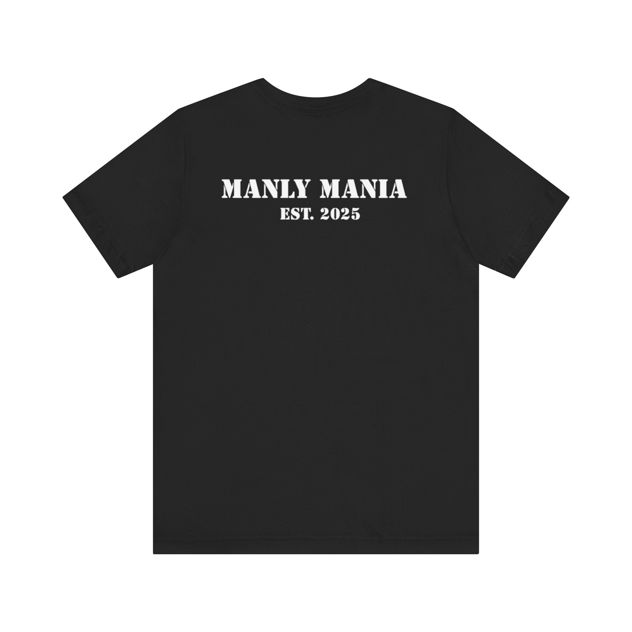 Manly Mania Car Enthusiast Tee in Black – Back View – Men's Graphic T Shirt