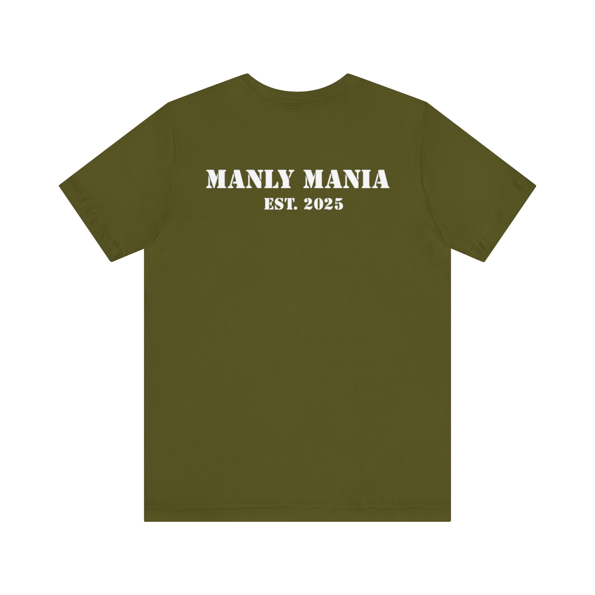 Manly Mania Street Racer T Shirt Olive Green Color Back View