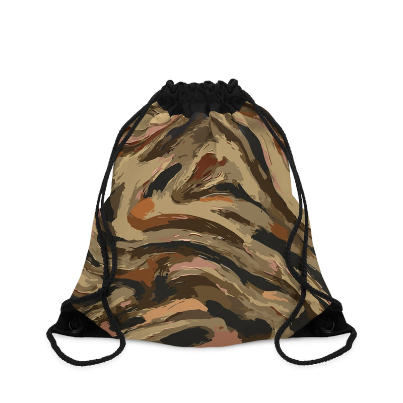 Abstract Earth-Tone Drawstring Bag Printify