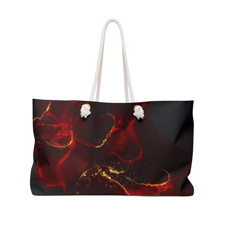 Luxe Gold Marbel Red Marble Weekender Bag Printify