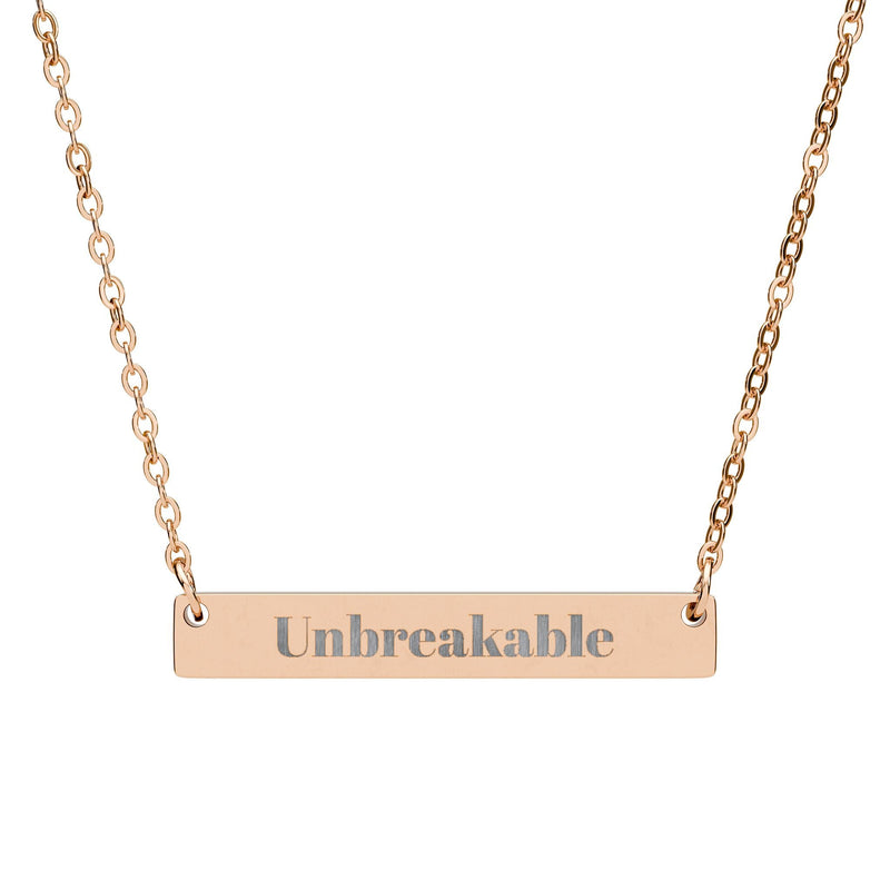 Engraved "Unbreakable" Horizontal Bar Necklace – Personalized Stainless Steel Pendant Printify