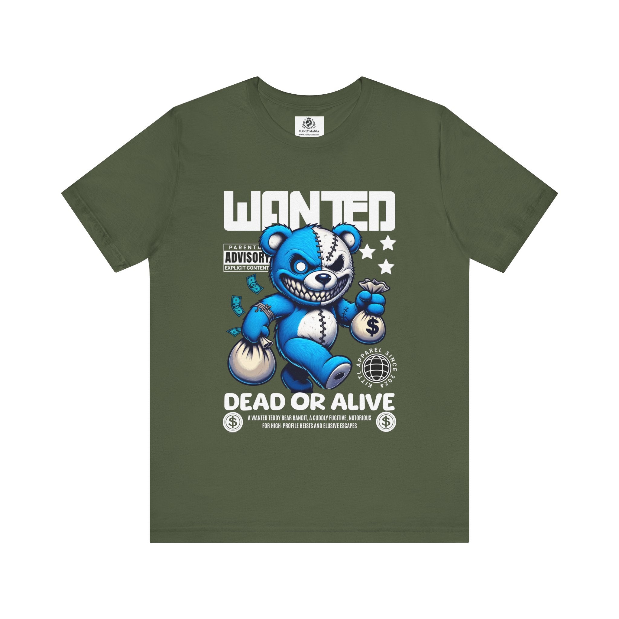Military Green Dead or Alive Tee Front View – Men's Graphic T-Shirt by Manly Mania