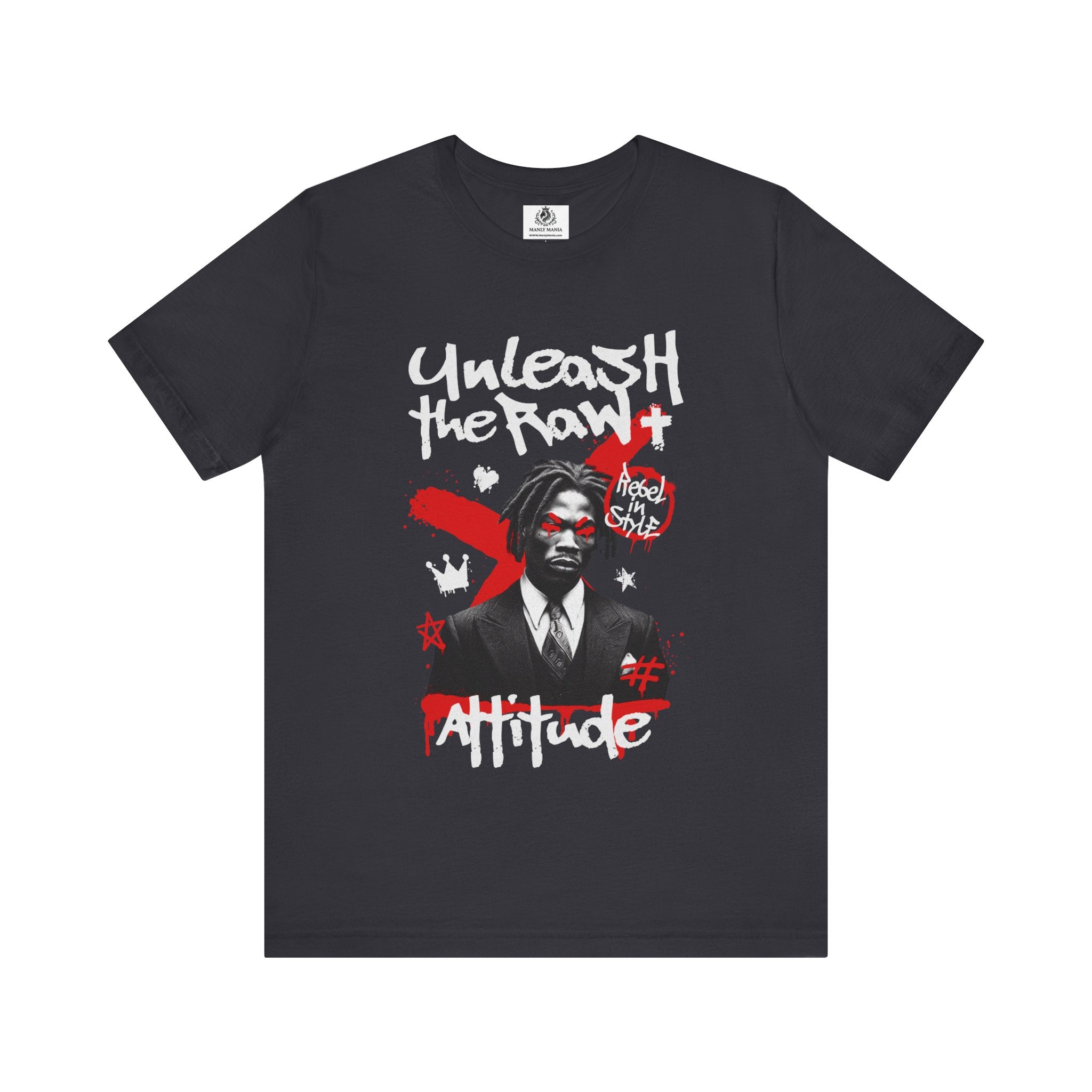 Manly Mania Dark Grey Attitude T-Shirt Front – Premium Men's T Shirt