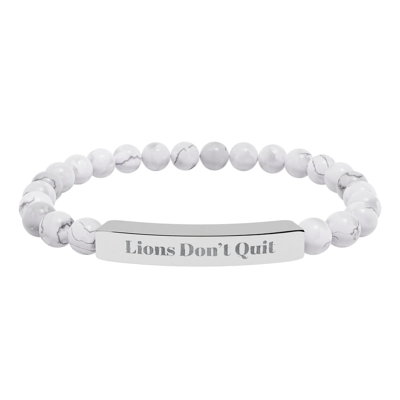 Engraved Natural Stone Stretch Bracelet — 'Living Don’t Quit' Inspirational Bar Bracelet Printify