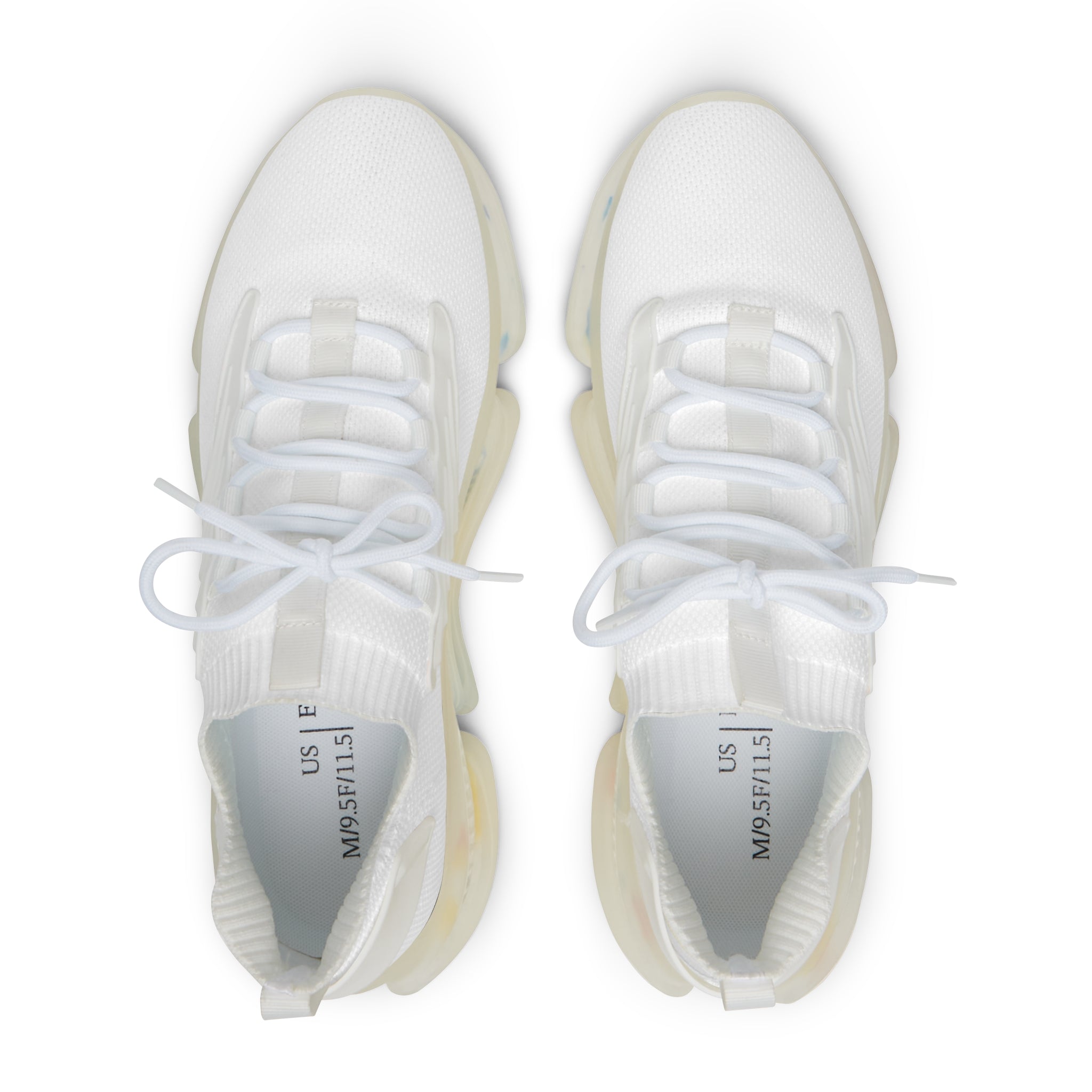 Close-up of memory foam insole and mesh upper on Velocity Vest shoes with white sole