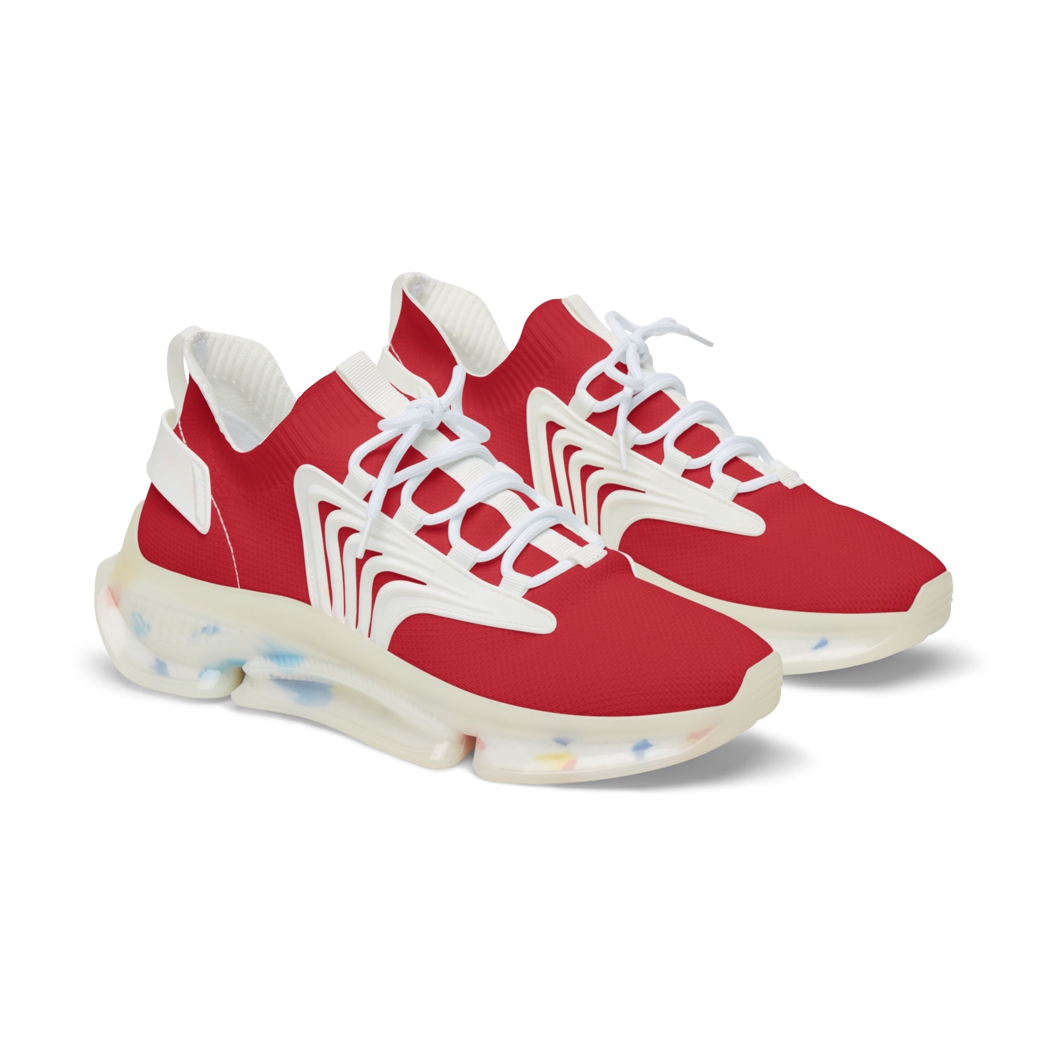 Front view of Bloody Giant shoes with white sole – vibrant red and breathable design