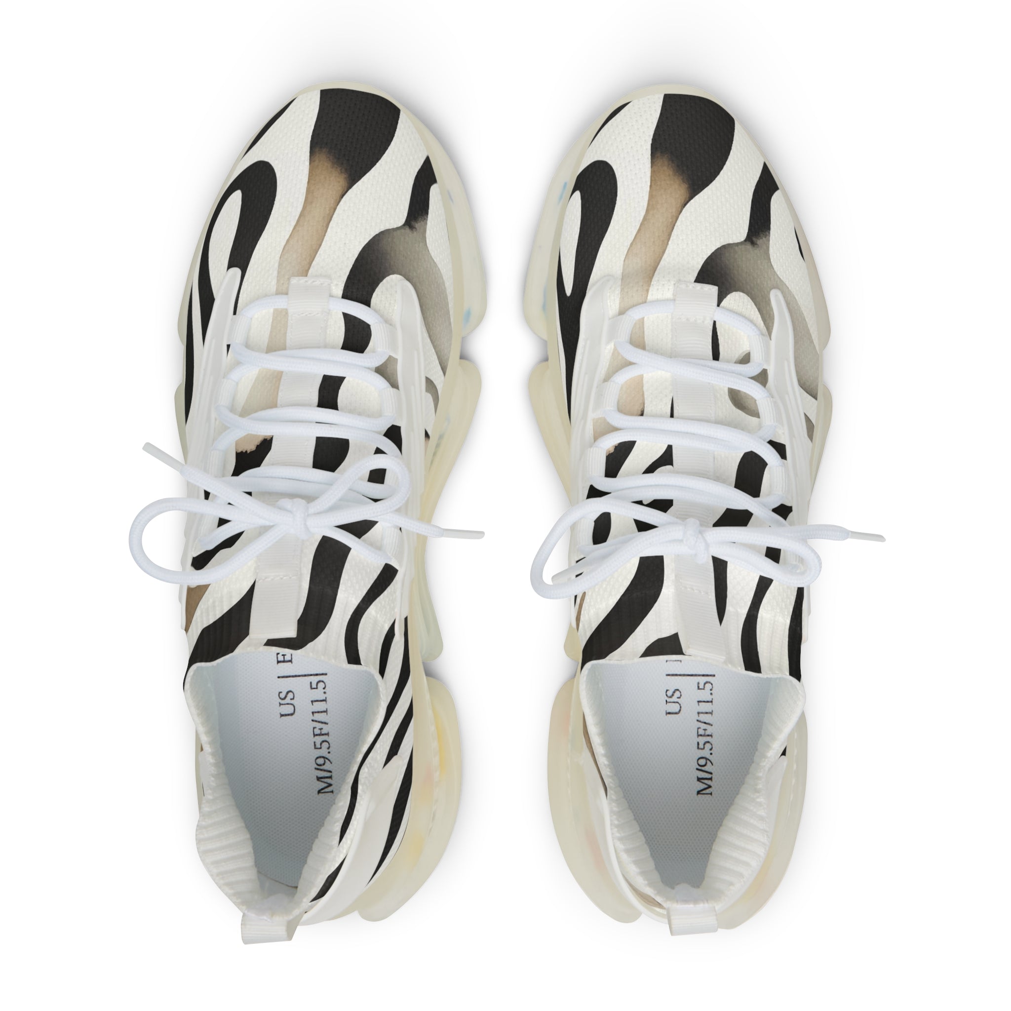 Close-up texture of breathable mesh on Forge Fit white sole shoes