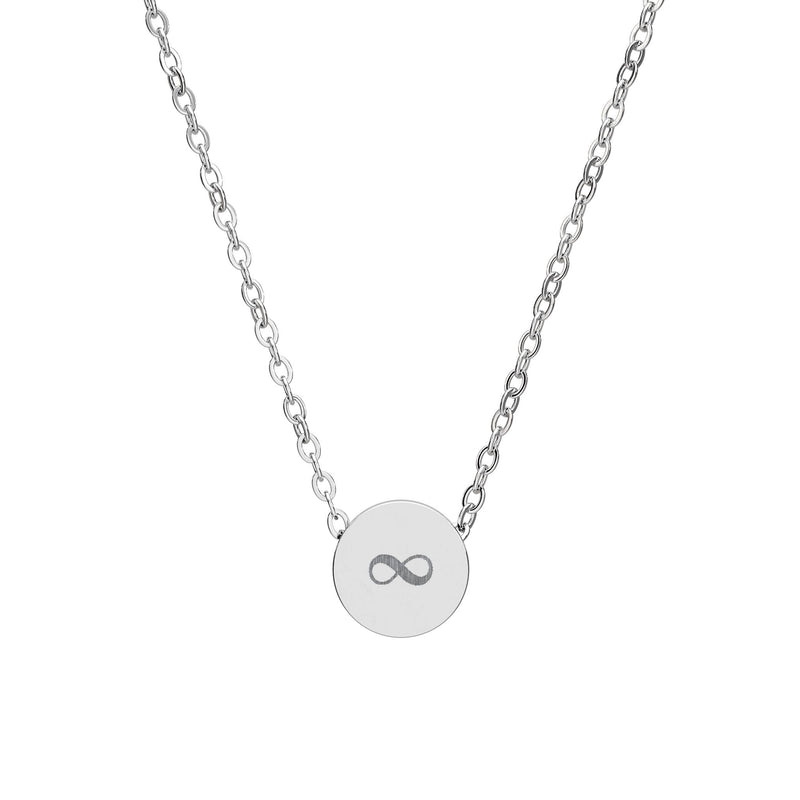 Mini Engraved Infinity Circle Necklace — Delicate Personalized Pendant (Silver or Rose Gold) Printify