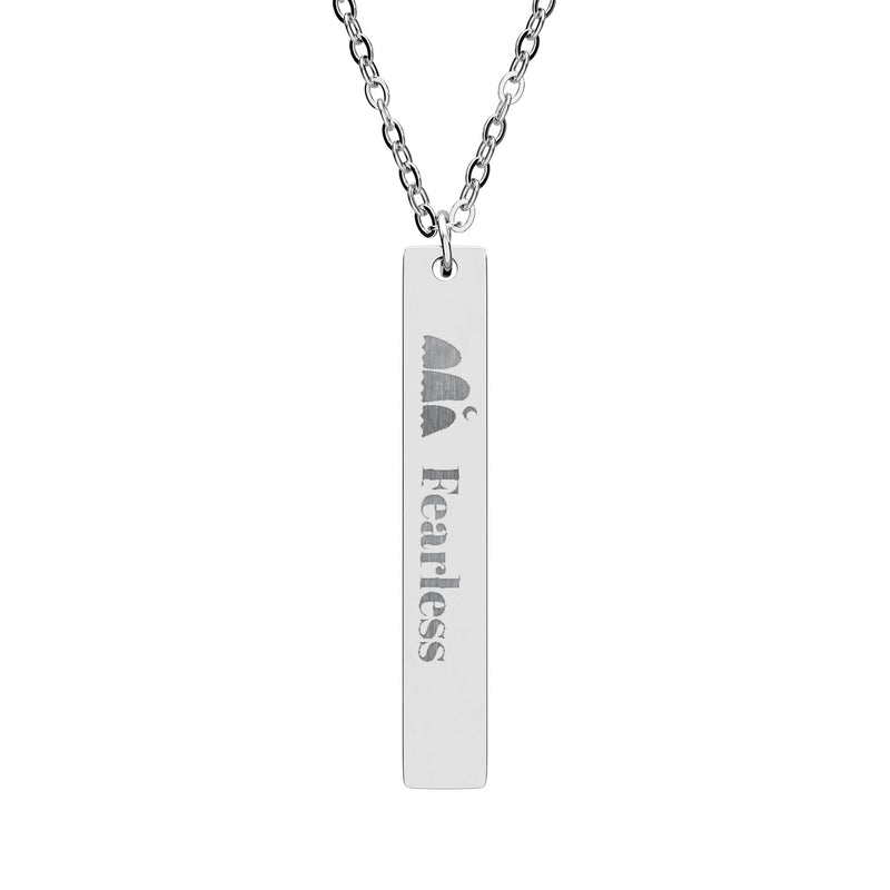 Engraved Vertical Bar Necklace – Personalized Name & Heart Pendant Printify