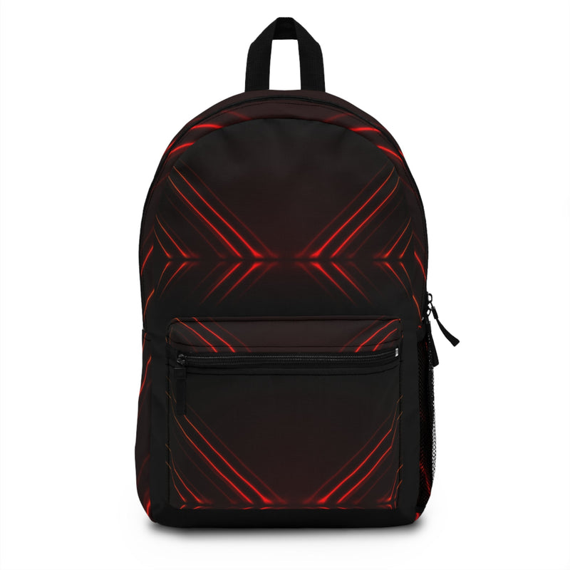Red Neon Geometric Backpack — Futuristic Light-Strip Printify