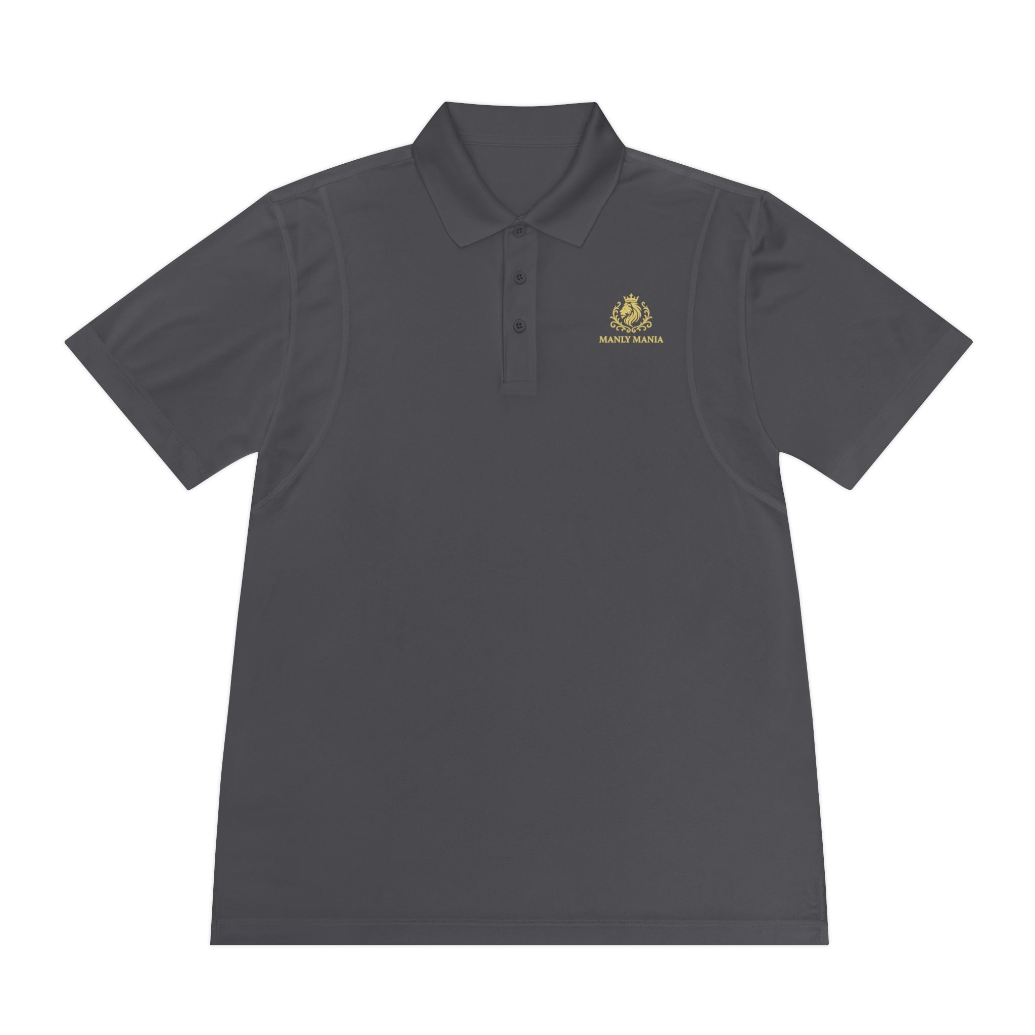 Manly Mania Golden Titan Polo Shirt in Iron Grey – Front View – Mens Polo Shirt