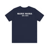 Manly Mania Rebel men's navy t-shirt back view, graphic tee