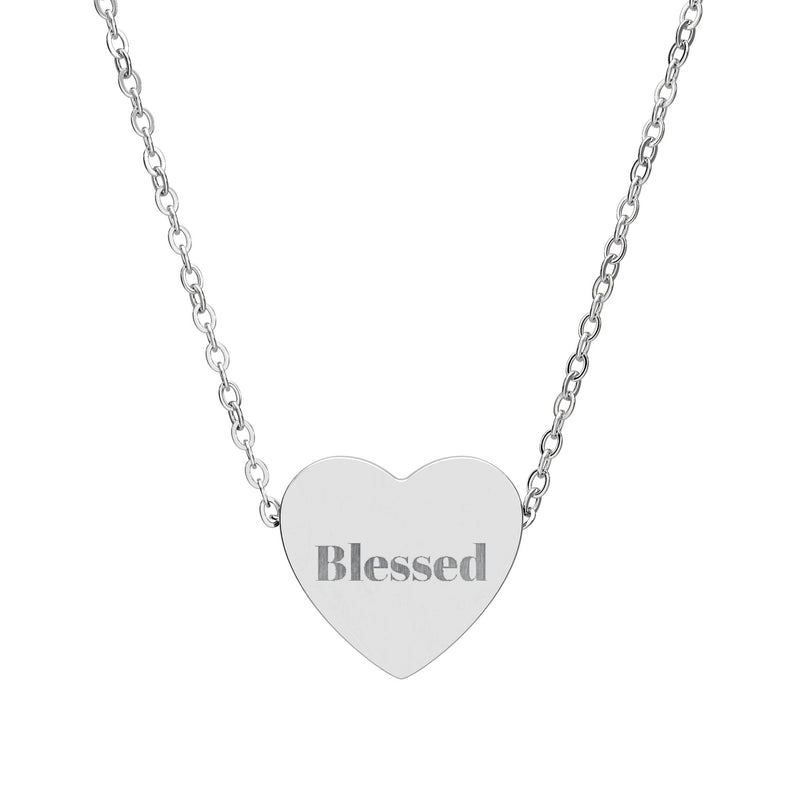 Blessed Heart Necklace — Engraved Pendant Necklace Printify