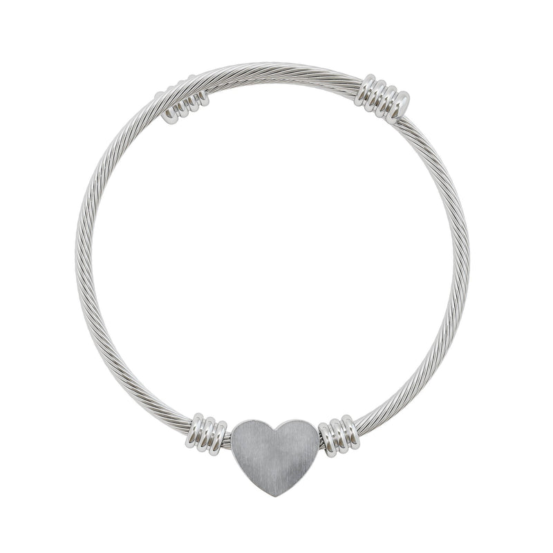 Engravable Heart Cuff Bracelet – Personalized Stainless Steel Bangle Printify