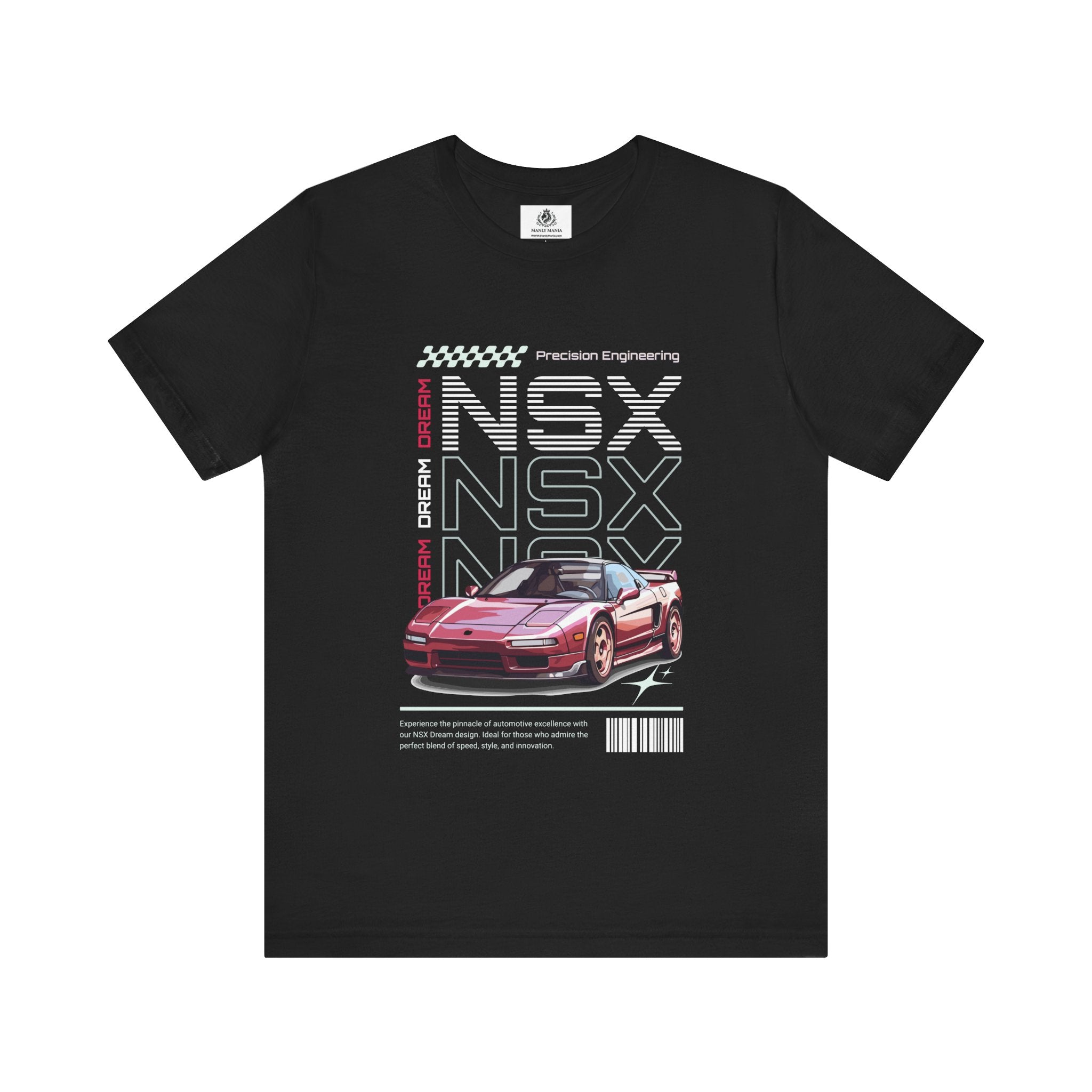 Manly Mania Car Enthusiast Tee in Black – Front View – Men's Graphic T Shirt