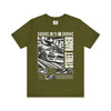 Manly Mania Street Racer T Shirt Olive Green Color Front View