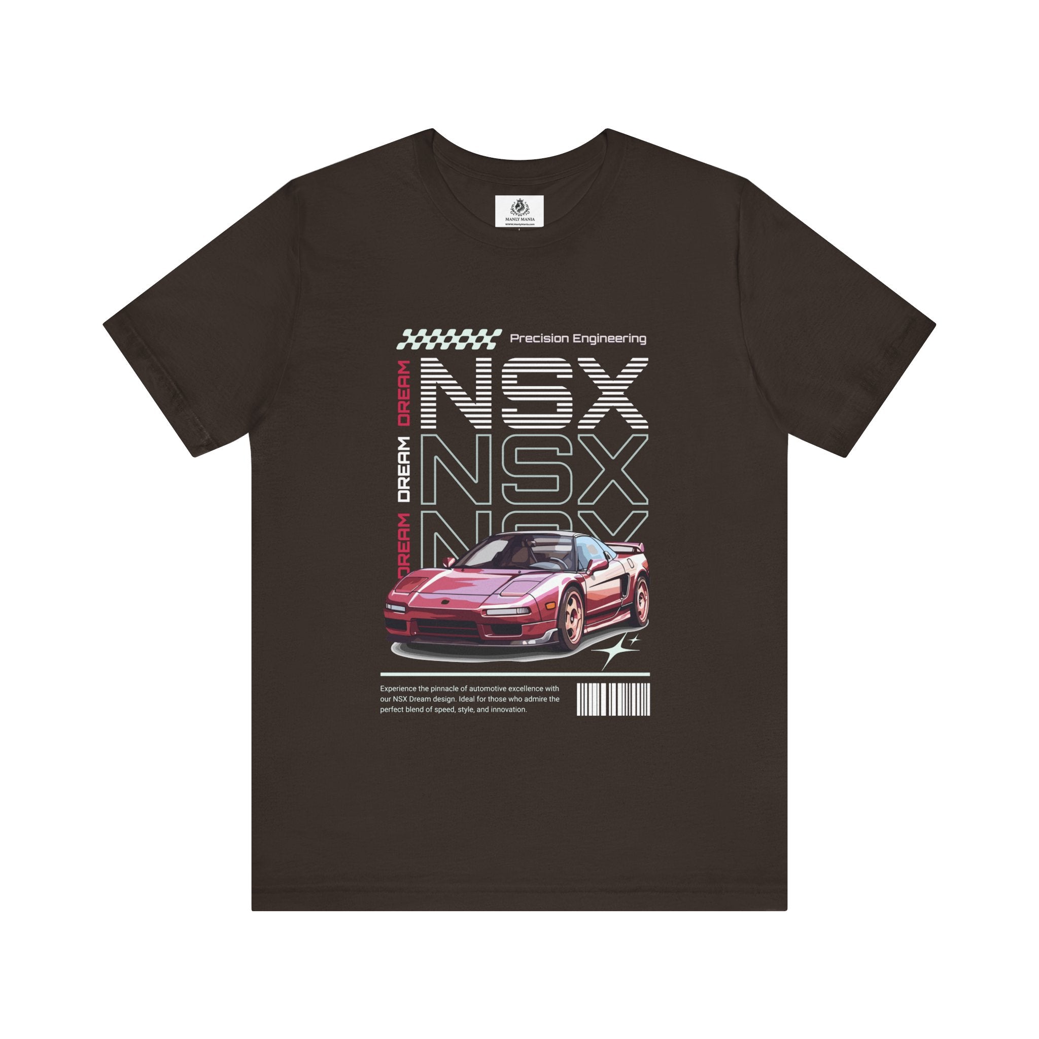 Manly Mania Car Enthusiast Tee in Brown – Front View – Men's Graphic T Shirt