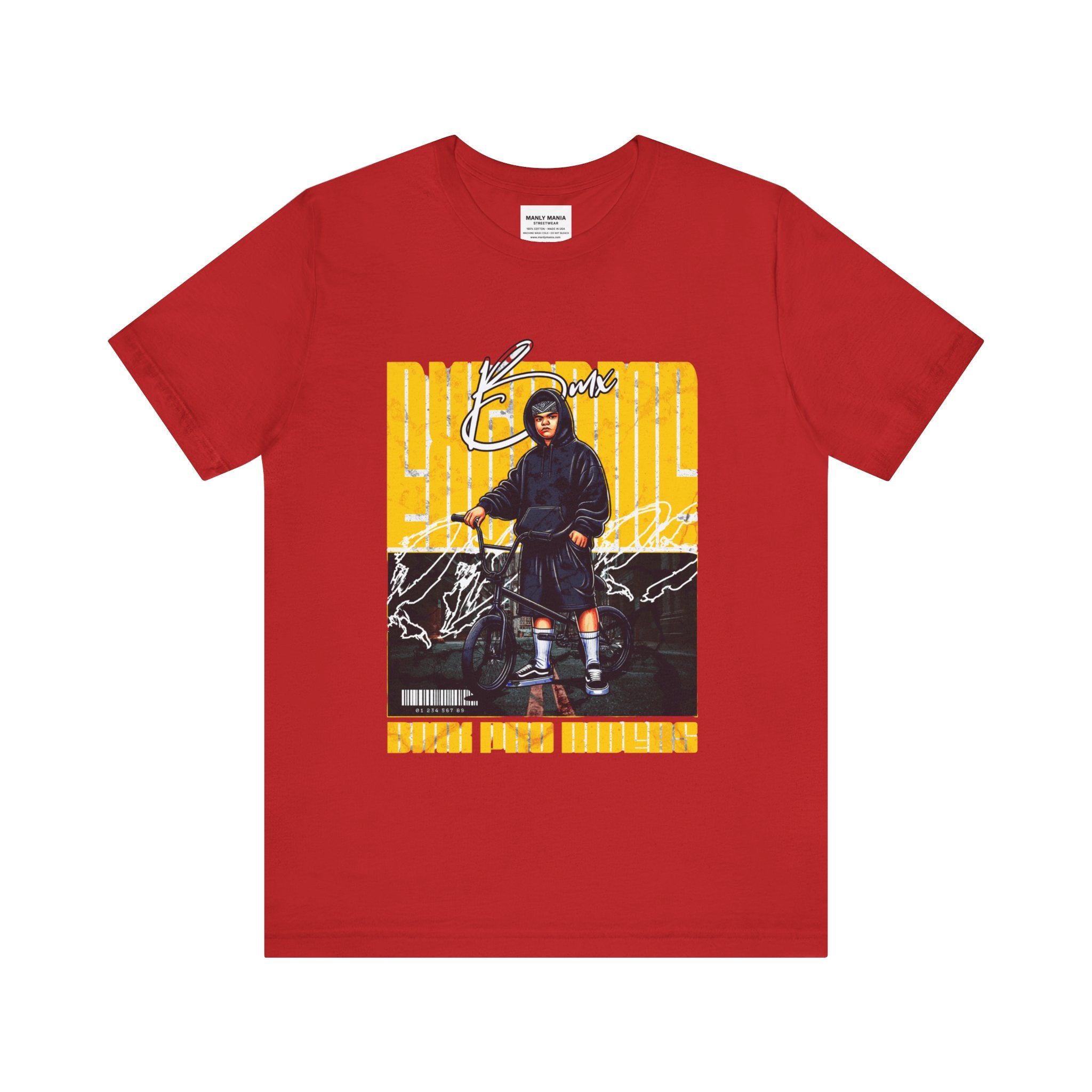Manly Mania Core men's red t-shirt front view, graphic tee