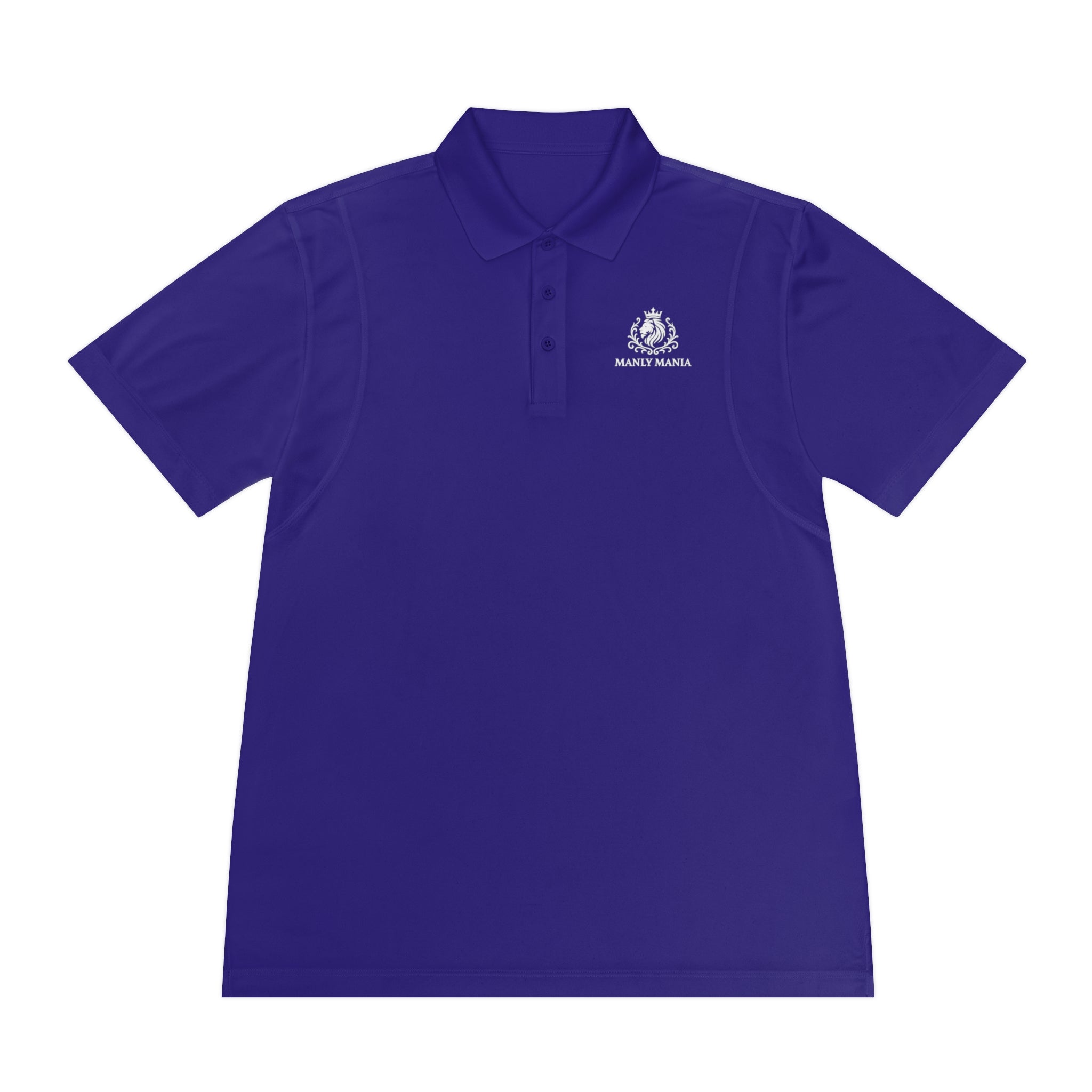 Manly Mania Performance Sport Polo Shirt - Front View in Purple