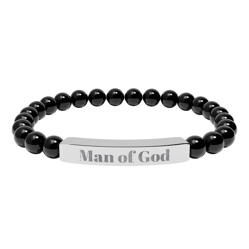 Engraved 'Man of God' Natural Stone Stretch Bar Bracelet Printify