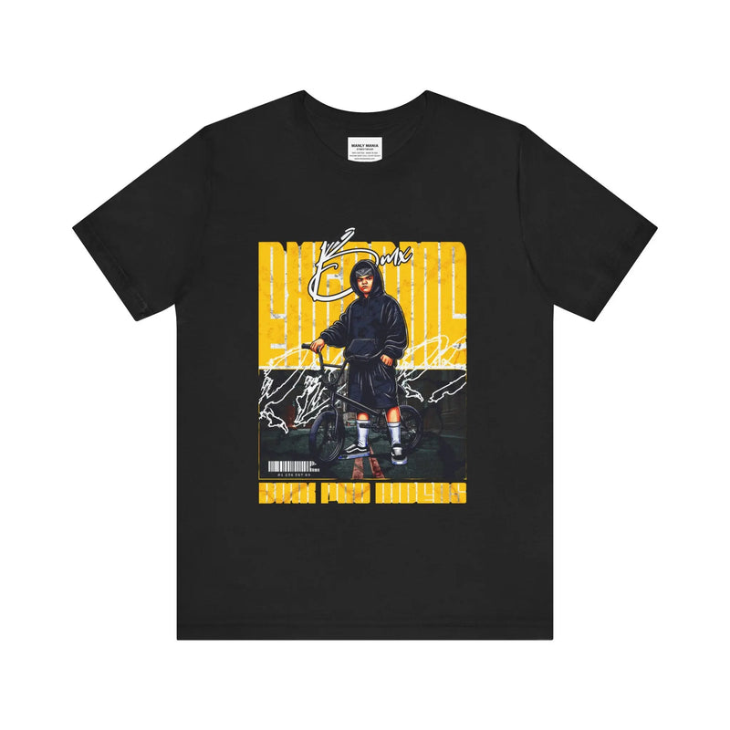 Manly Mania Core men's Black t-shirt front view, graphic tee