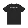 Manly Mania Rebel men's black t-shirt back view, graphic tee
