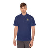 Close-Up of Manly Mania Golden Titan Polo Shirt in True Navy – Moisture-Wicking Detail