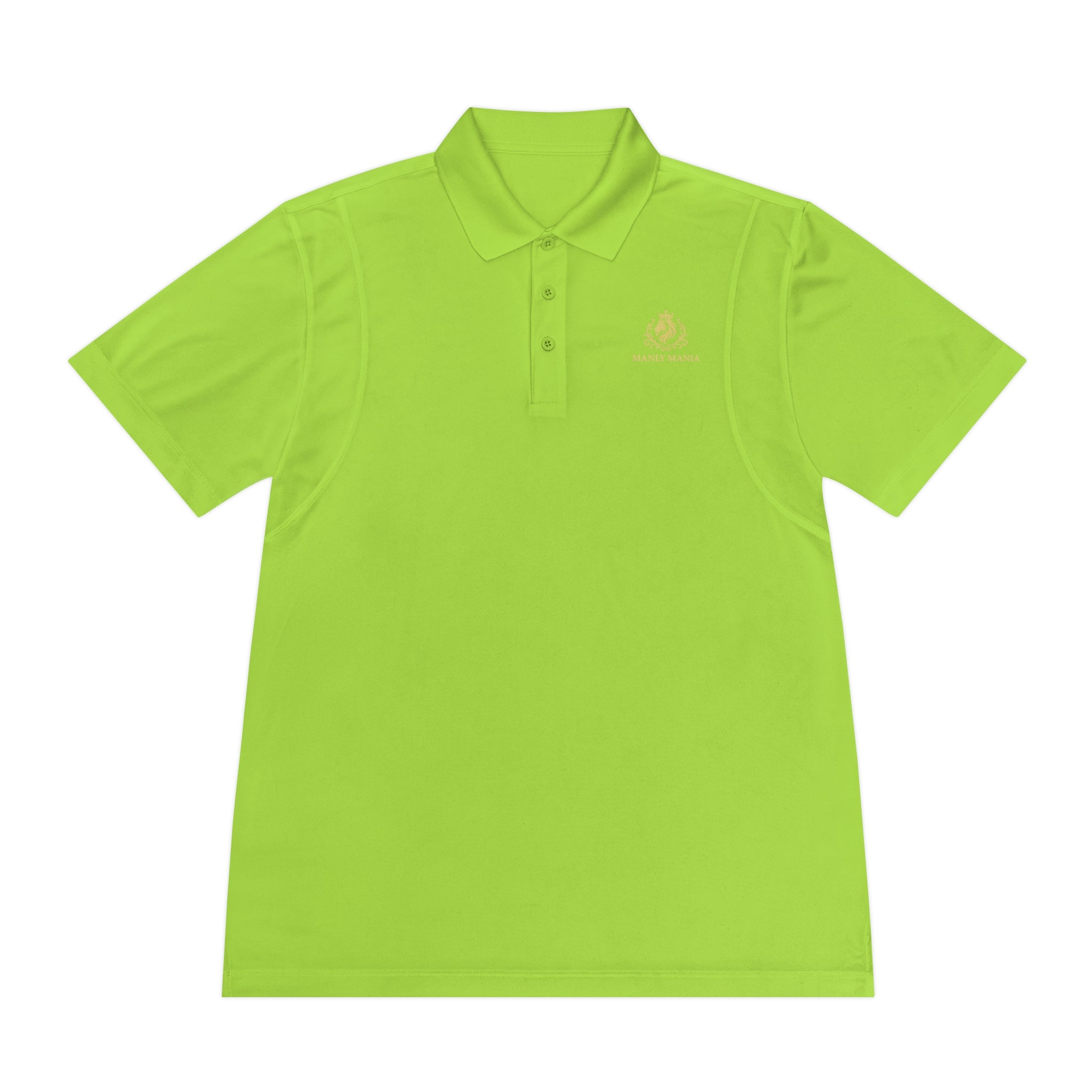 Manly Mania Golden Titan Polo Shirt in Lime Shock – Front View – Mens Golf Shirt