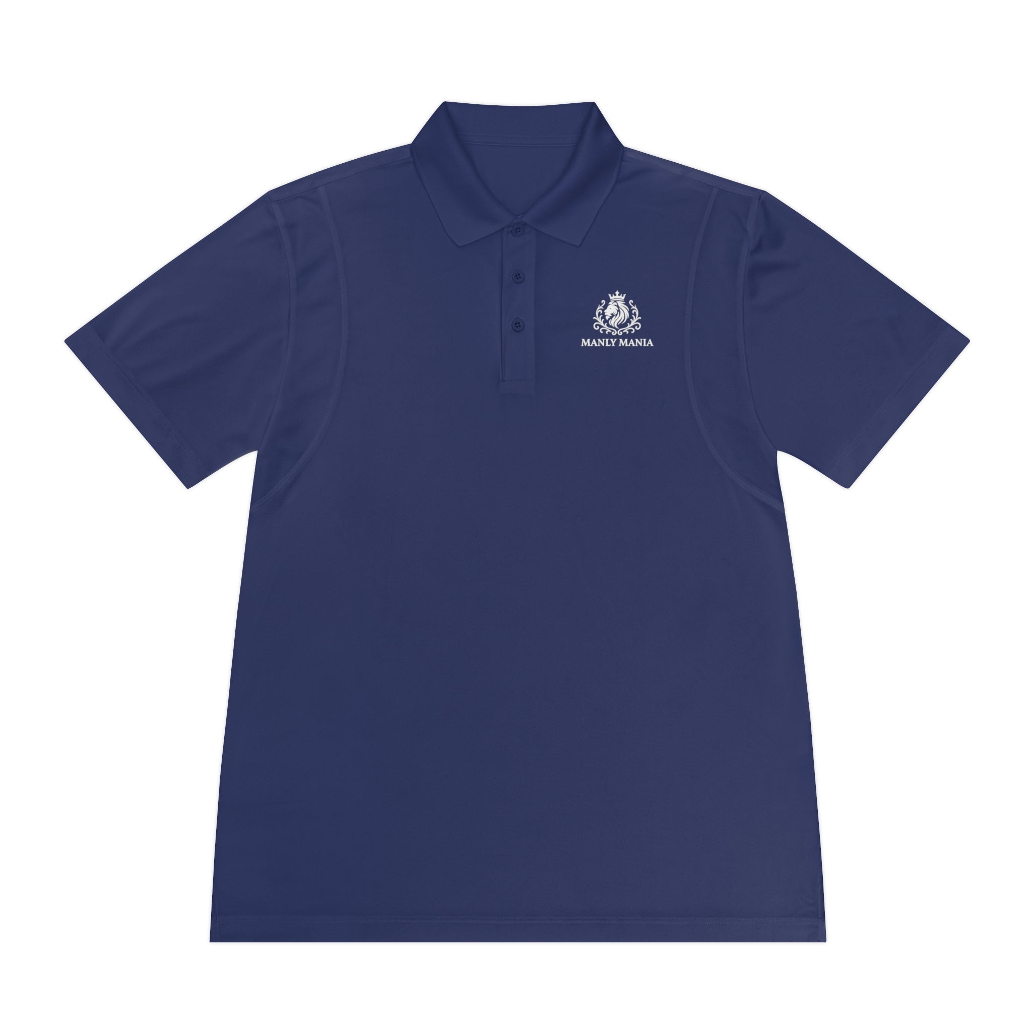 Manly Mania Performance Sport Polo Shirt - Front View in True Navy