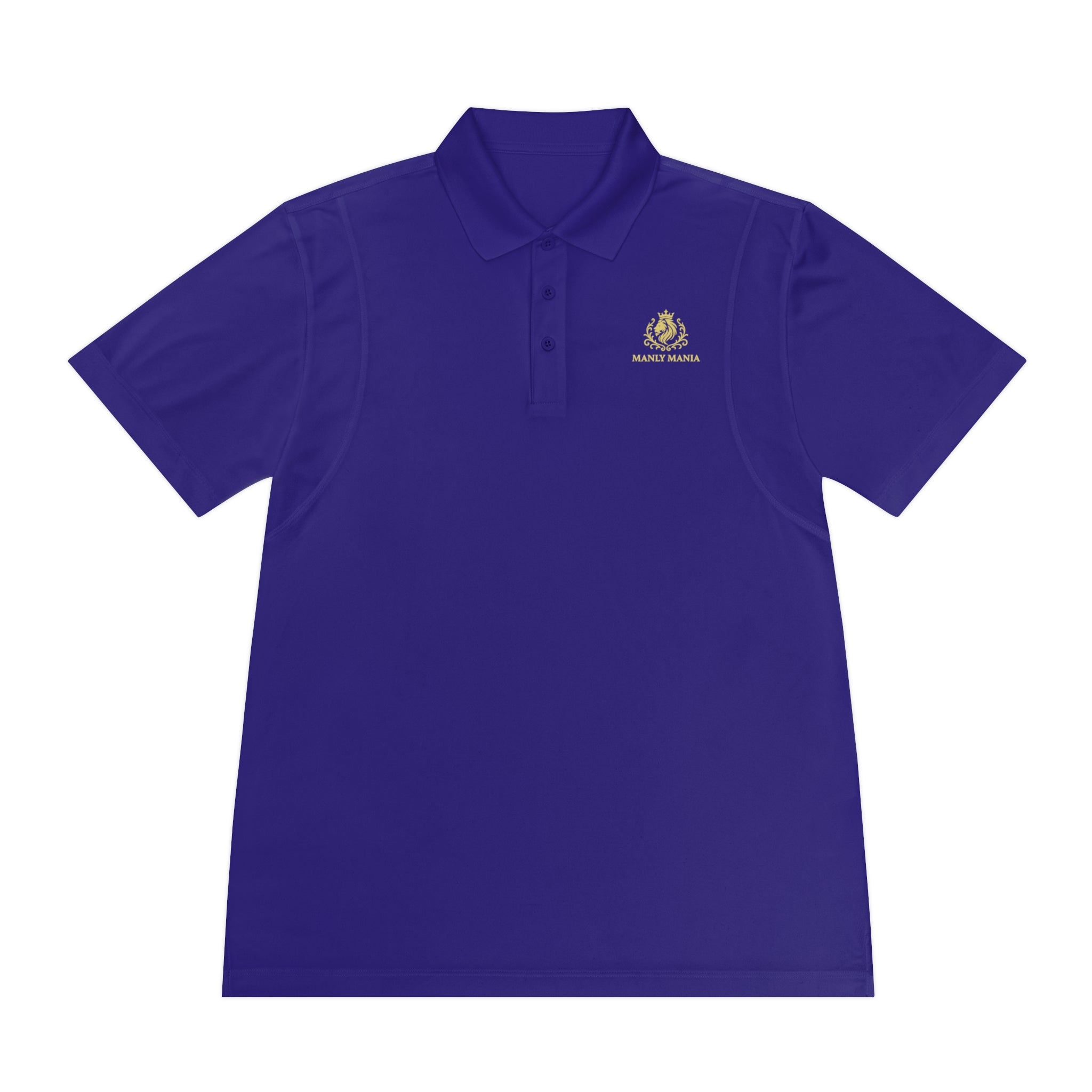 Manly Mania Golden Titan Polo Shirt in Purple – Front View – Golf Shirt for Men
