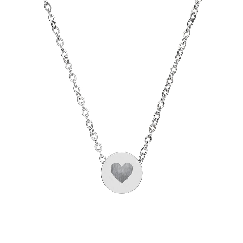 Mini Engraved Heart Circle Necklace — Personalized Tiny Disc Pendant Printify