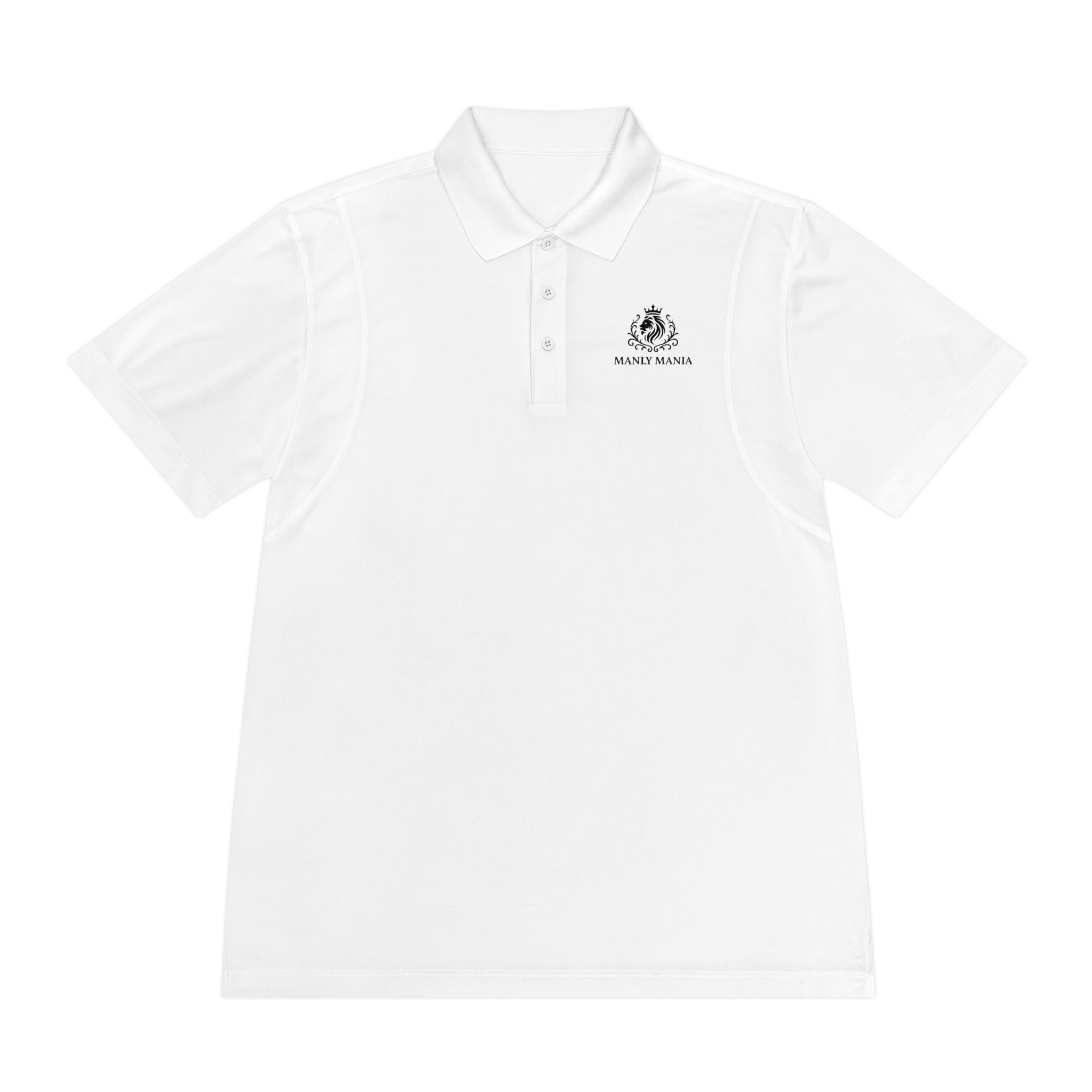 Manly Mania Core Sport Polo Shirt White Front View - Mens Polo Shirt