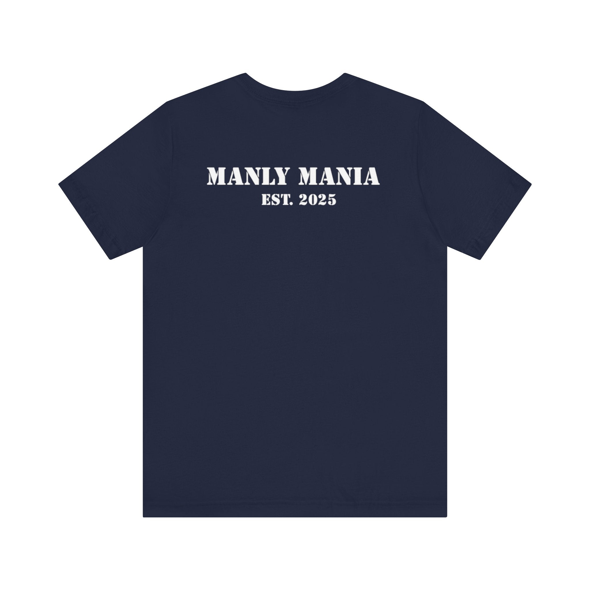 Manly Mania Car Enthusiast Tee in Navy – Back View – Men's Graphic T Shirt