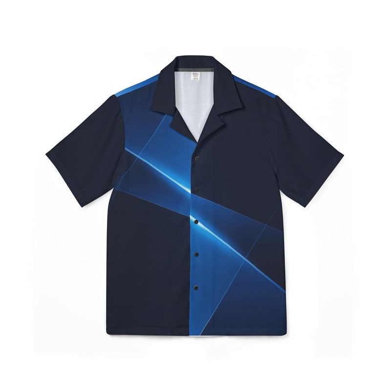 Azure Pulse Camp Shirt — Neon Wave Print Printify