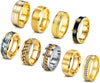 Gold Nine Fold mens rings set with spinner chains - premium stainless steel promise rings