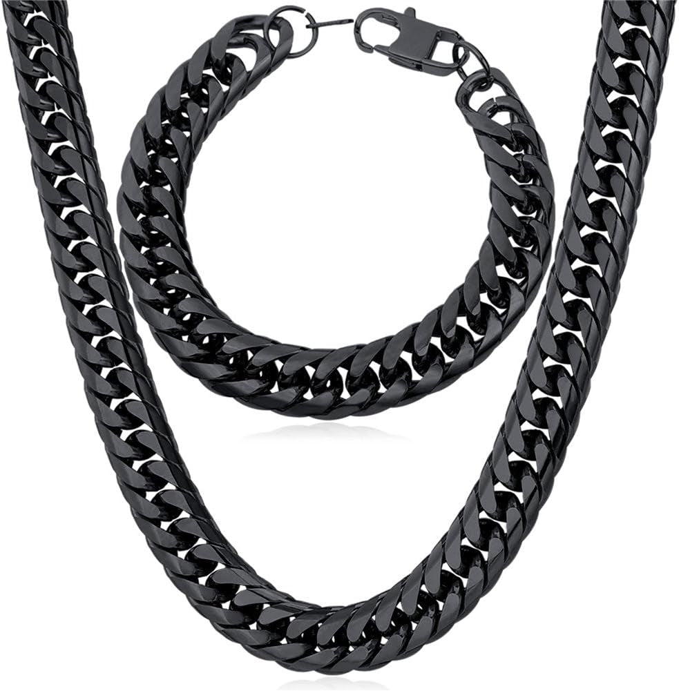 Black Manly Mania Royal Chain necklace – sleek black stainless steel chain for men