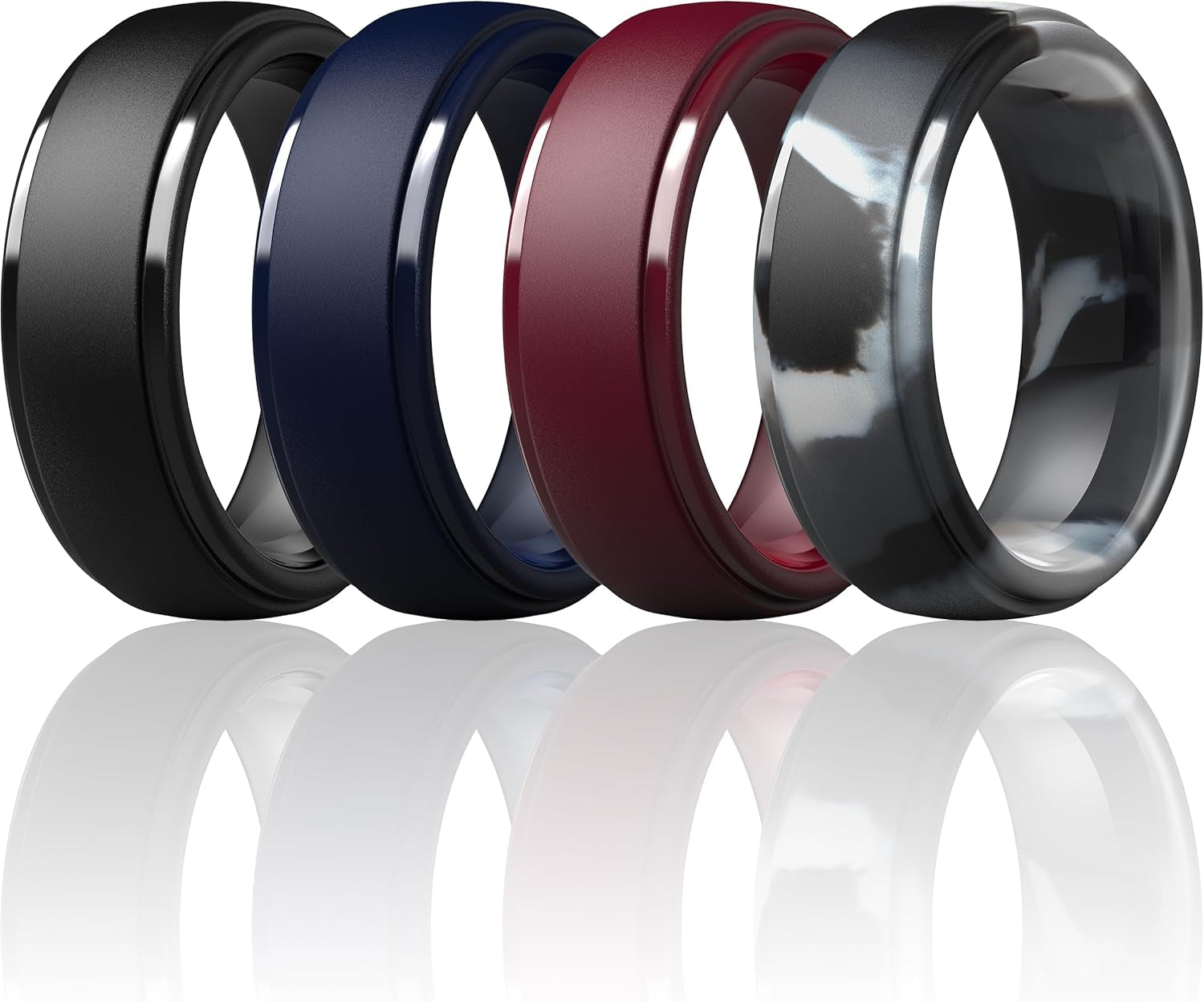 Black silicone mens ring with dual finish from Titan Flex Collection