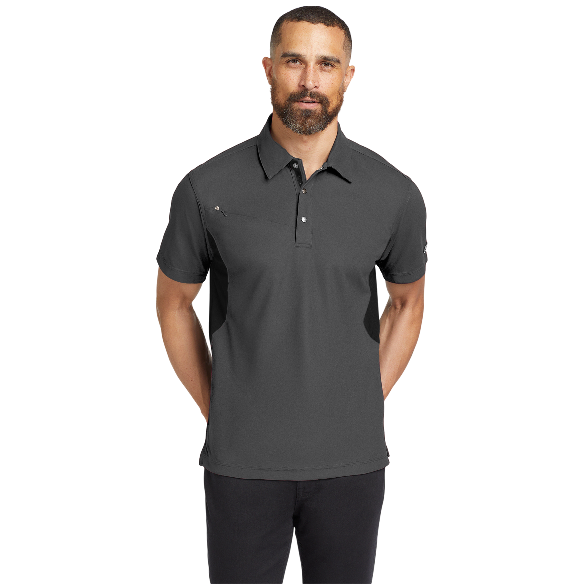Close-up of Diesel Grey and Blacktop polo shirt texture and details