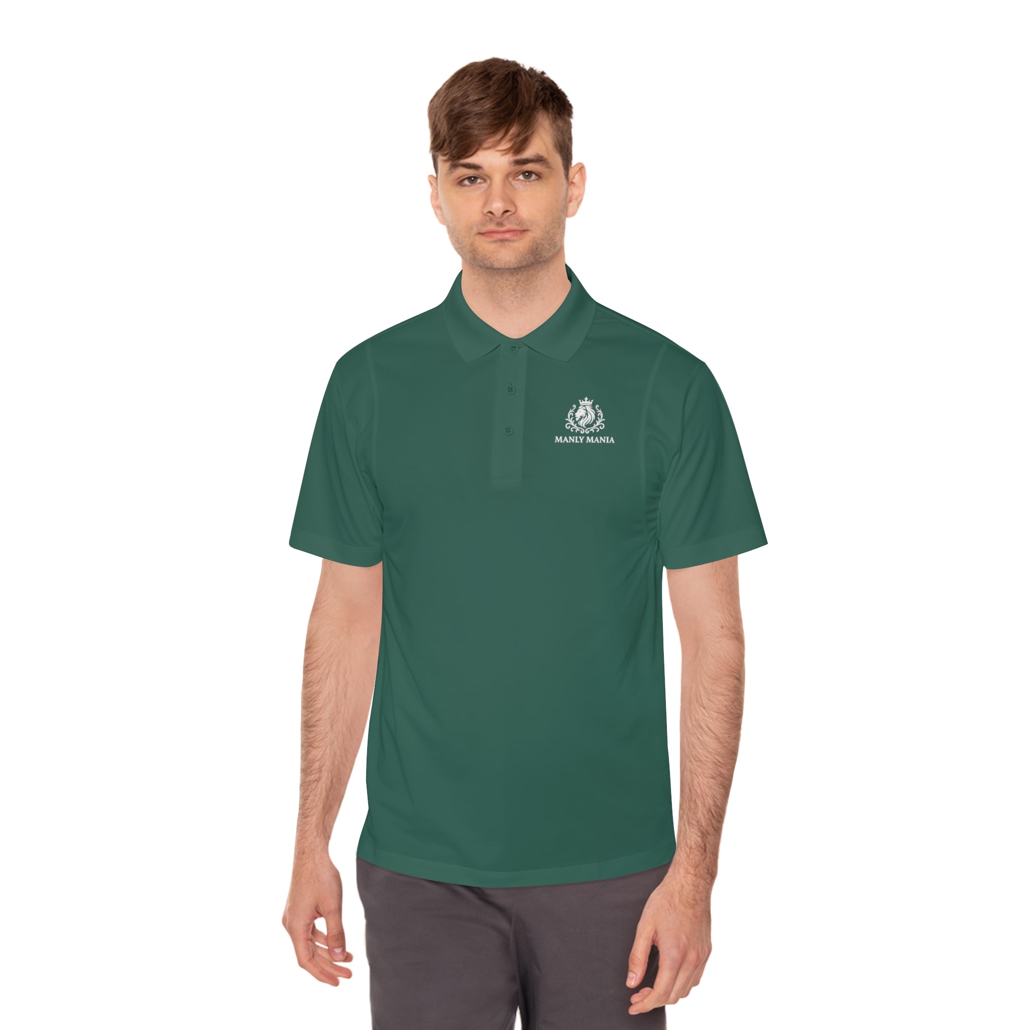 Close-up of fabric and collar - Forest Green Manly Mania Polo Shirt