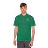 Close-Up of Manly Mania Golden Titan Polo Shirt in Kelly Green – Material and Button Close-Up