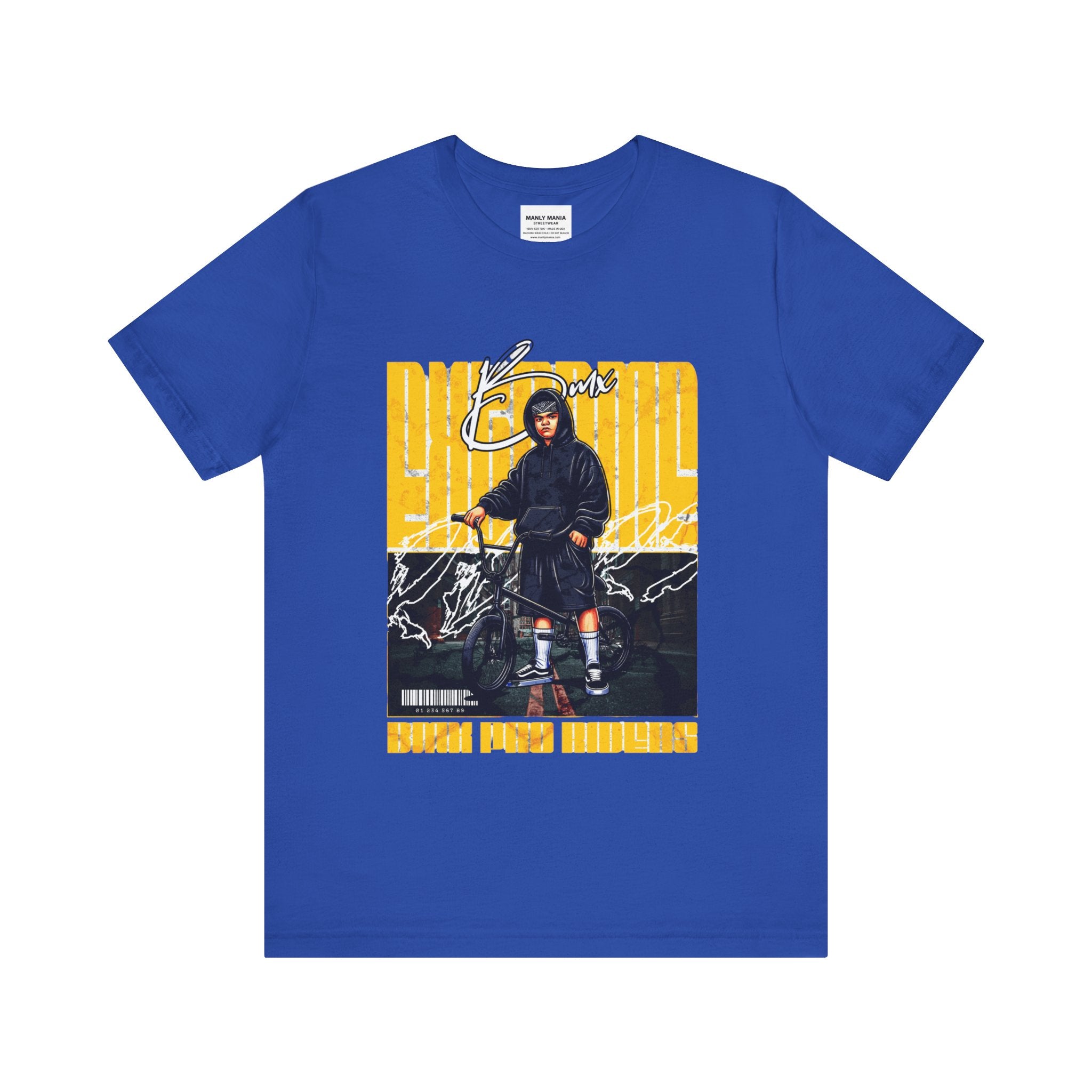 Manly Mania Core men's true royal t-shirt front view, graphic tee