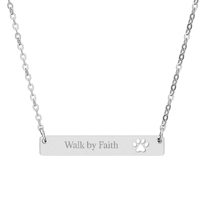 Cutout Paw Bar Necklace — Personalized Engraved Pet Paw Pendant Printify