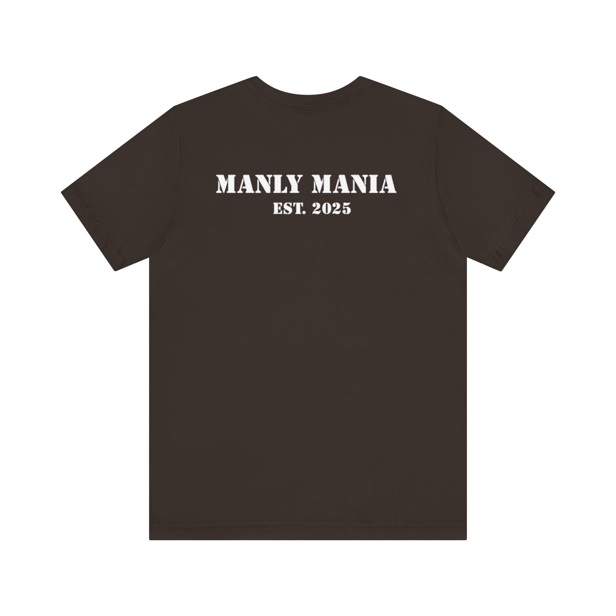 Manly Mania Car Enthusiast Tee in Brown – Back View – Men's Graphic T Shirt