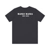 Manly Mania Rebel men's dark grey t-shirt back view, graphic tee