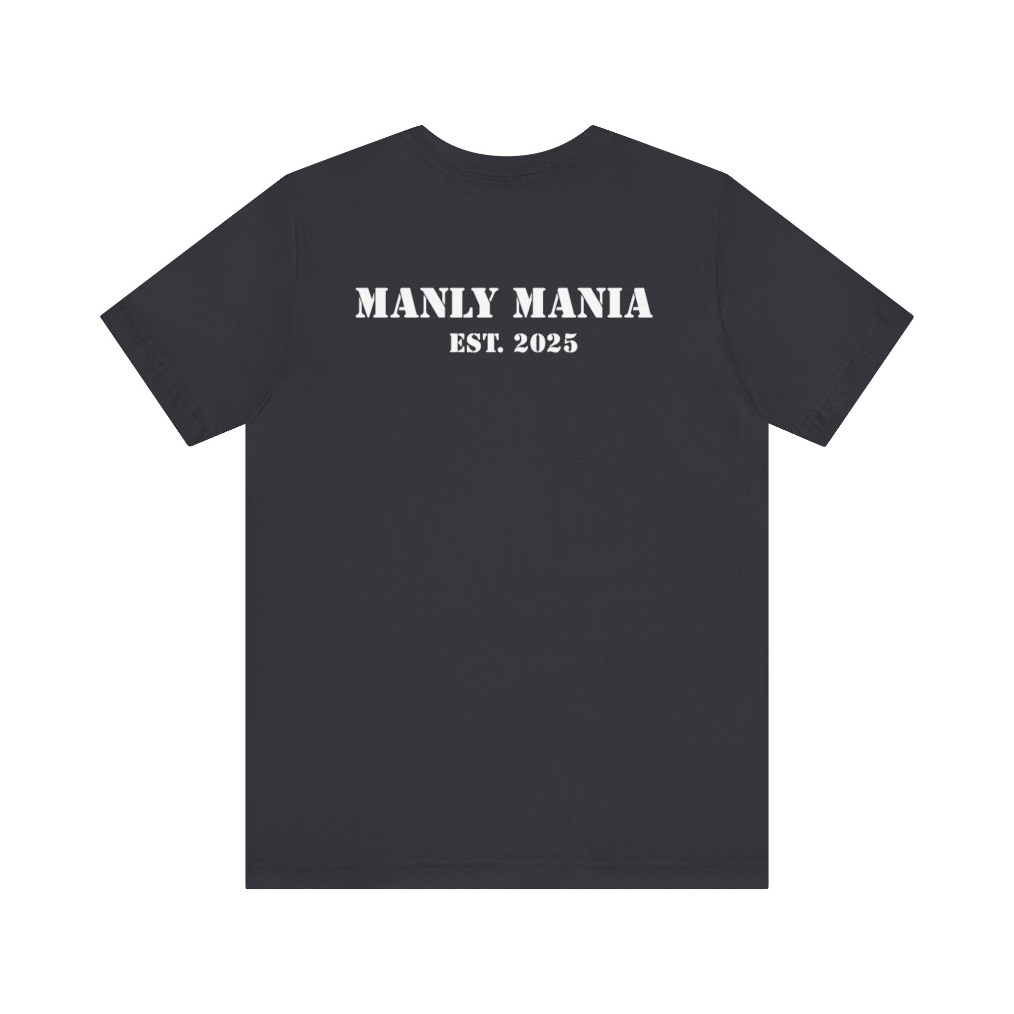 Manly Mania Car Enthusiast Tee in Dark Grey – Back View – Men's Graphic T Shirt