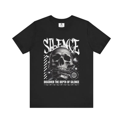 Manly Mania The Silence Tee Black Front View – Men’s Graphic T Shirt
